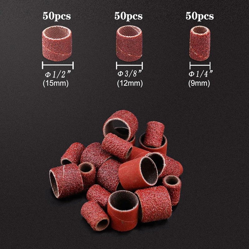 Juasky 165pcs Rotary Tool Sanding Drums 80 grit,Sanding Drum Sander Bits Bands for Dremel Drill Accessories - Image 2